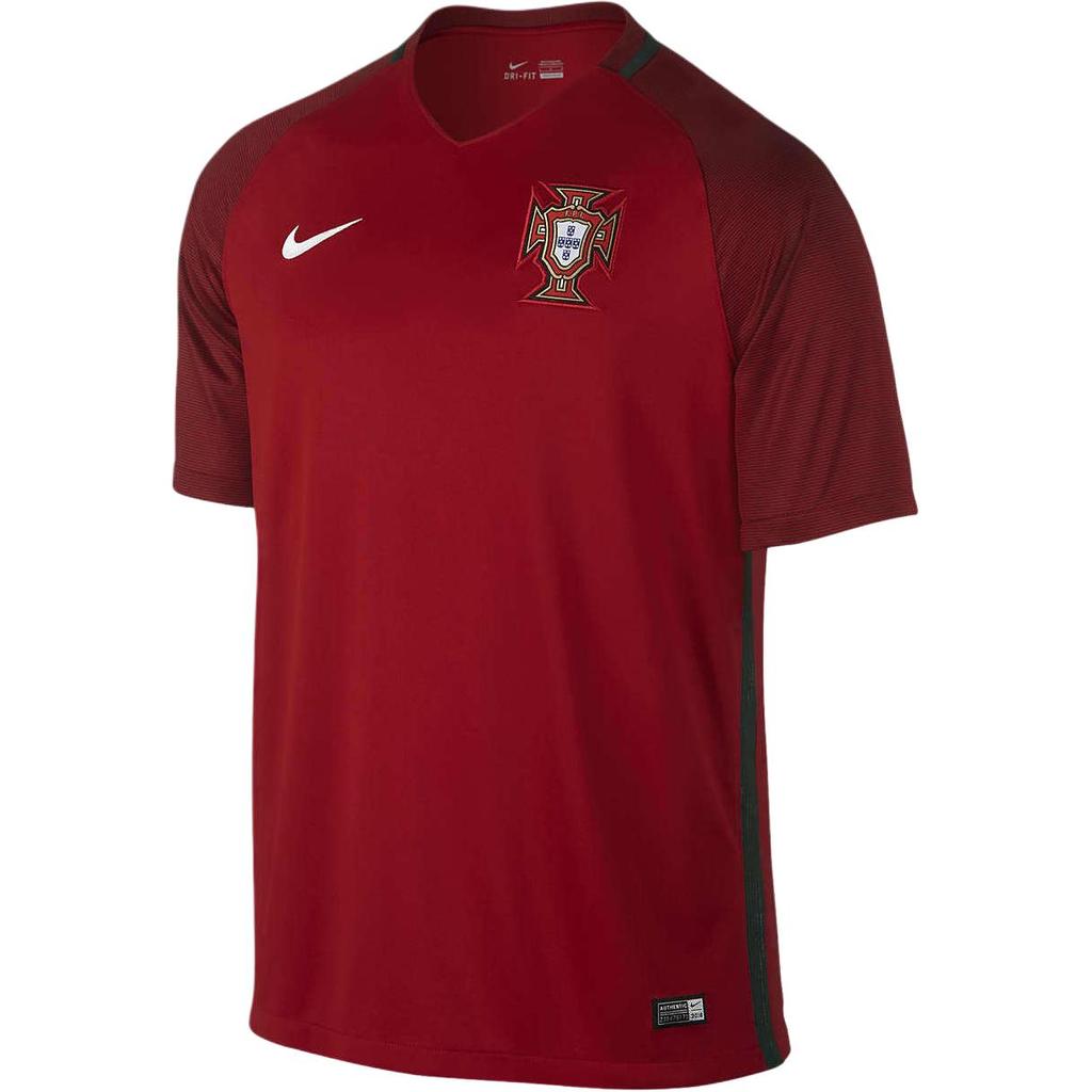 Nike Portugal Home V-Neck Raglan Short Sleeve Soccer Jersey Men Tops Fitness-Red Deep-Pomegranate-Red White 724620-687