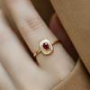 Huitan Minialist Ring for Women Inlaid Shining Red Cubic Zirconia Versatile Wedding Engagement Accessories Gold Color Jewelry