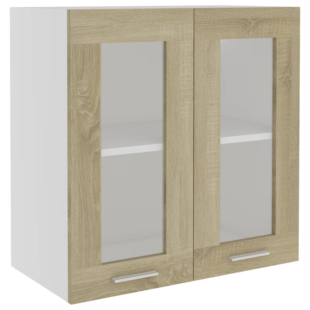 Lyon Wall Mounted Glass Cabinet in Sonoma Oak 60 x 31 x 60 cm Wood Based Material