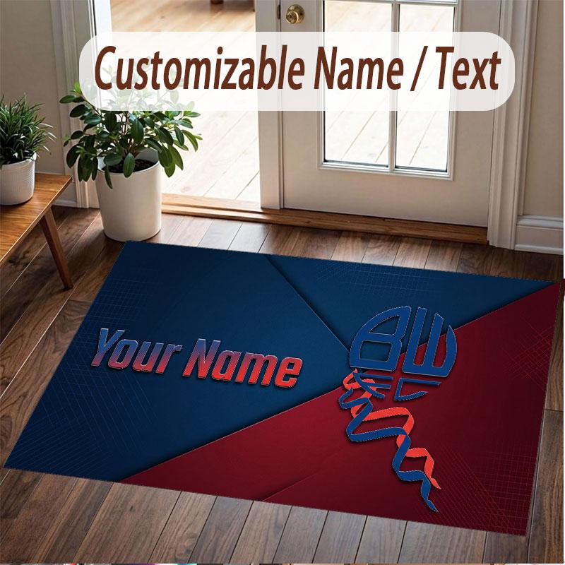 Custom Rug Bolton Wanderers FC Pattern Print Name Text Soft Non‑Slip Floor Carpet for Home Indoor Decoration