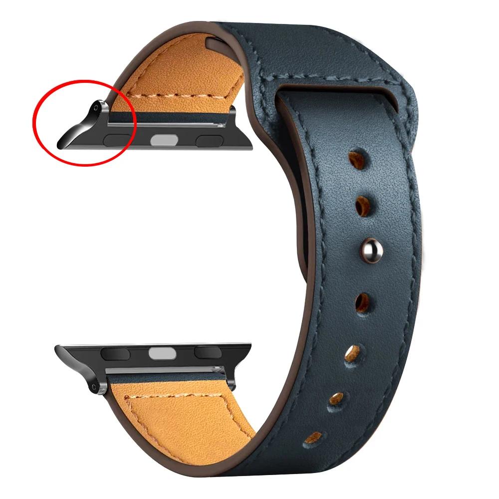 Кожаный ремешок для Apple watch band Ultra 49 мм 44 мм 40 мм 38 мм/42 мм спортивный браслет iWatch series 9 8 7 3 4 5 6 se 41 мм/45 мм