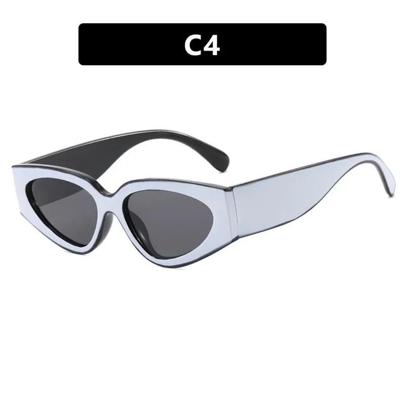 Модные Солнцезащитные Очки Кошачий Глаз в Стиле Color Block Минималистичные Стильные Женские Очки Высококачественная Защита от УФ