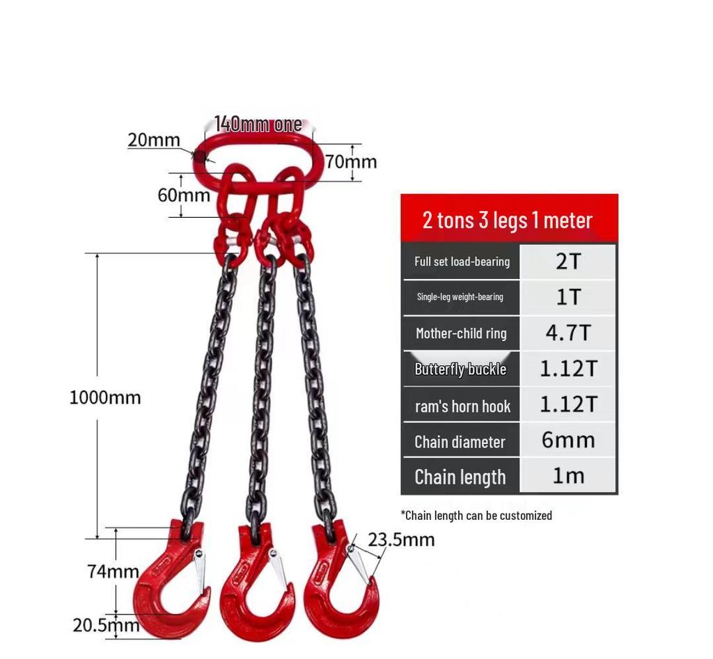 Lifting Chain Sling Set with Four Legs and Two Hooks - Grade 80 Manganese Steel Rigging