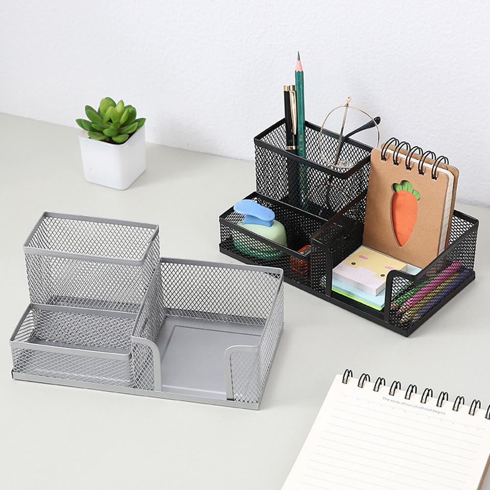 Pen Holder With Three Compartments Iron Art Pen Holder Desktop Storage Pen Box Four Compartments Storage Box