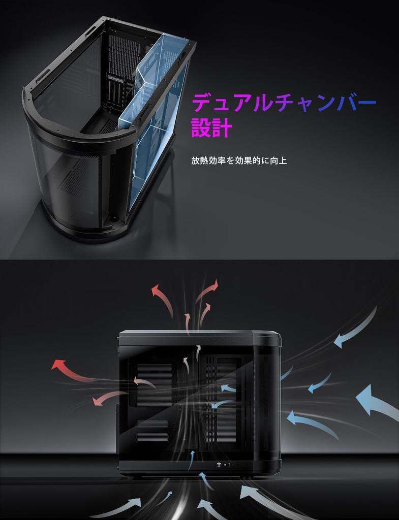 AsiaHorse ATX PC Case Mid Tower Dual Chamber Full View Tempered Glass Gaming PC Case Port 360mm Radiator Support Compatible with RTX 40 High Airflow