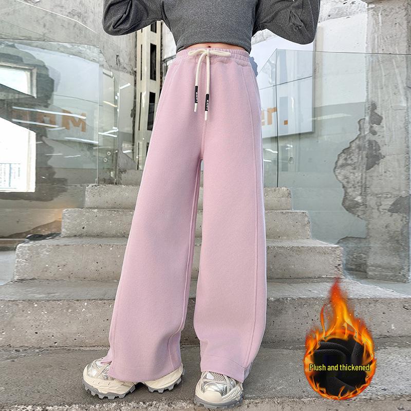 Girls' Winter Fleece-Lined Pants 2025: Versatile, Casual Outing Wear for Medium and Large Children