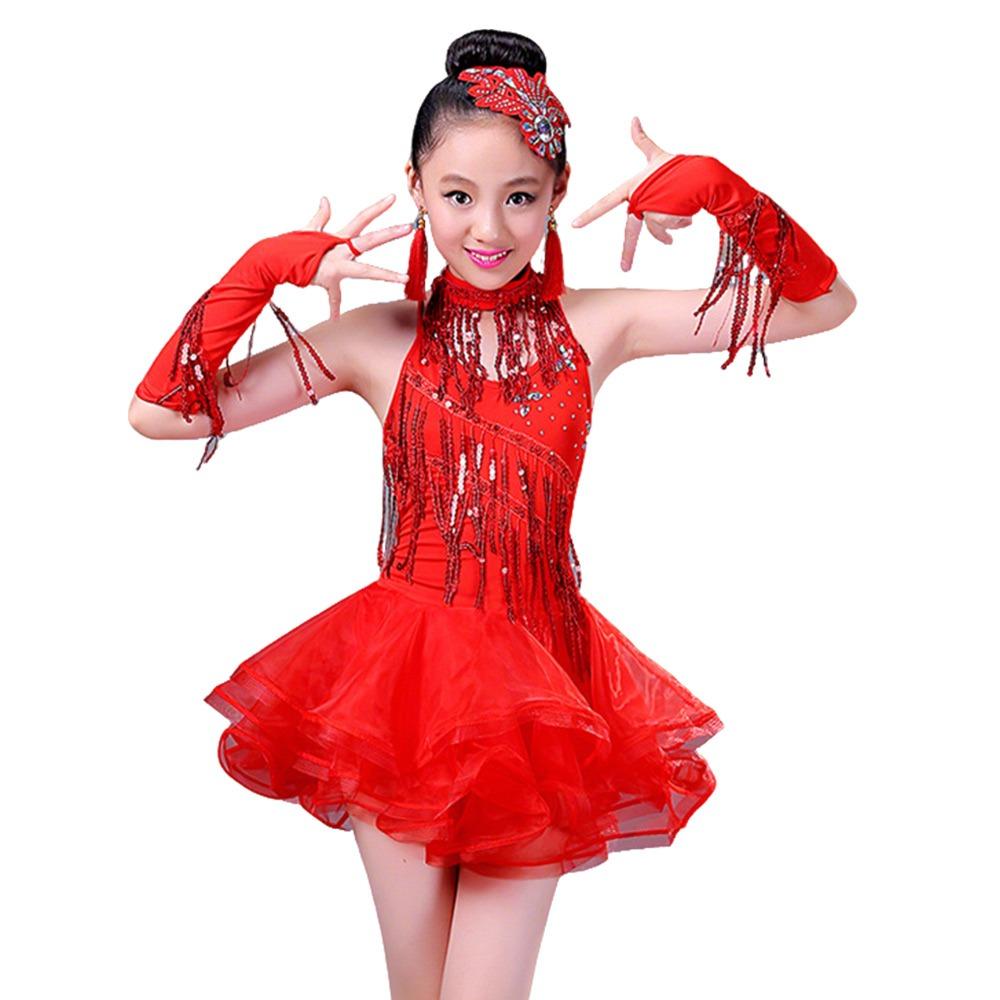 Professional Kids Latin Dance Dress Tassel Dance Performance Outfits Stage Costume  Show Costumes
