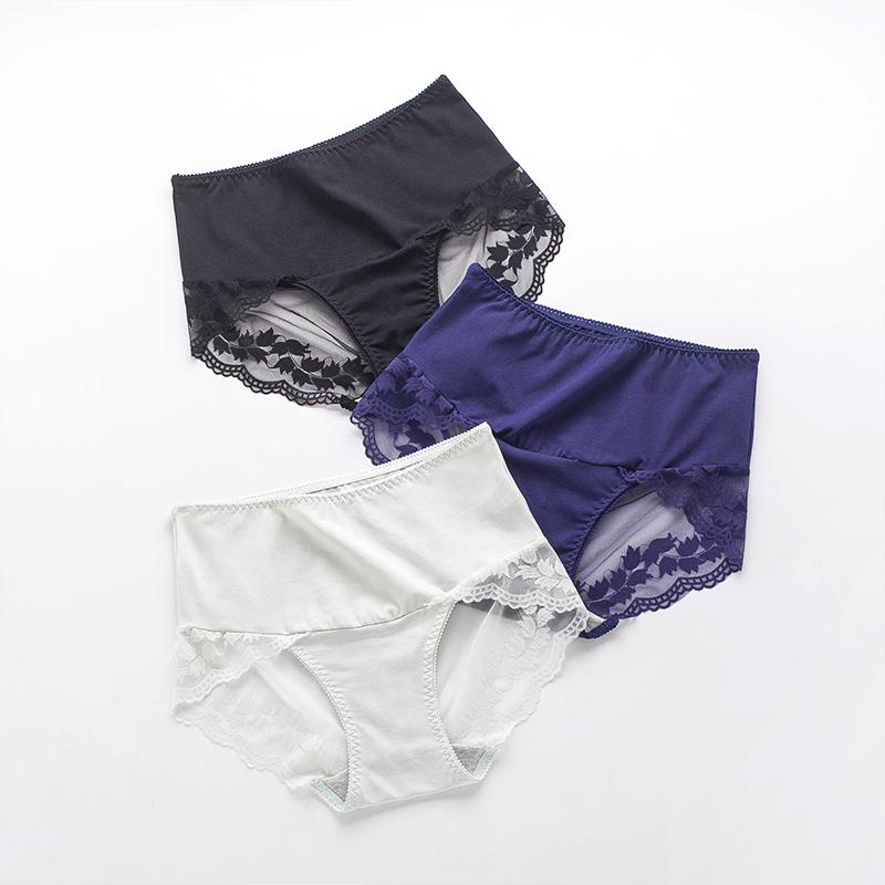 Mid-waist Abdomen Sexy Temptation Charming Underwear Women's Large Size Pure Cotton Crotch Hip-lifting Lace Transparent Shorts