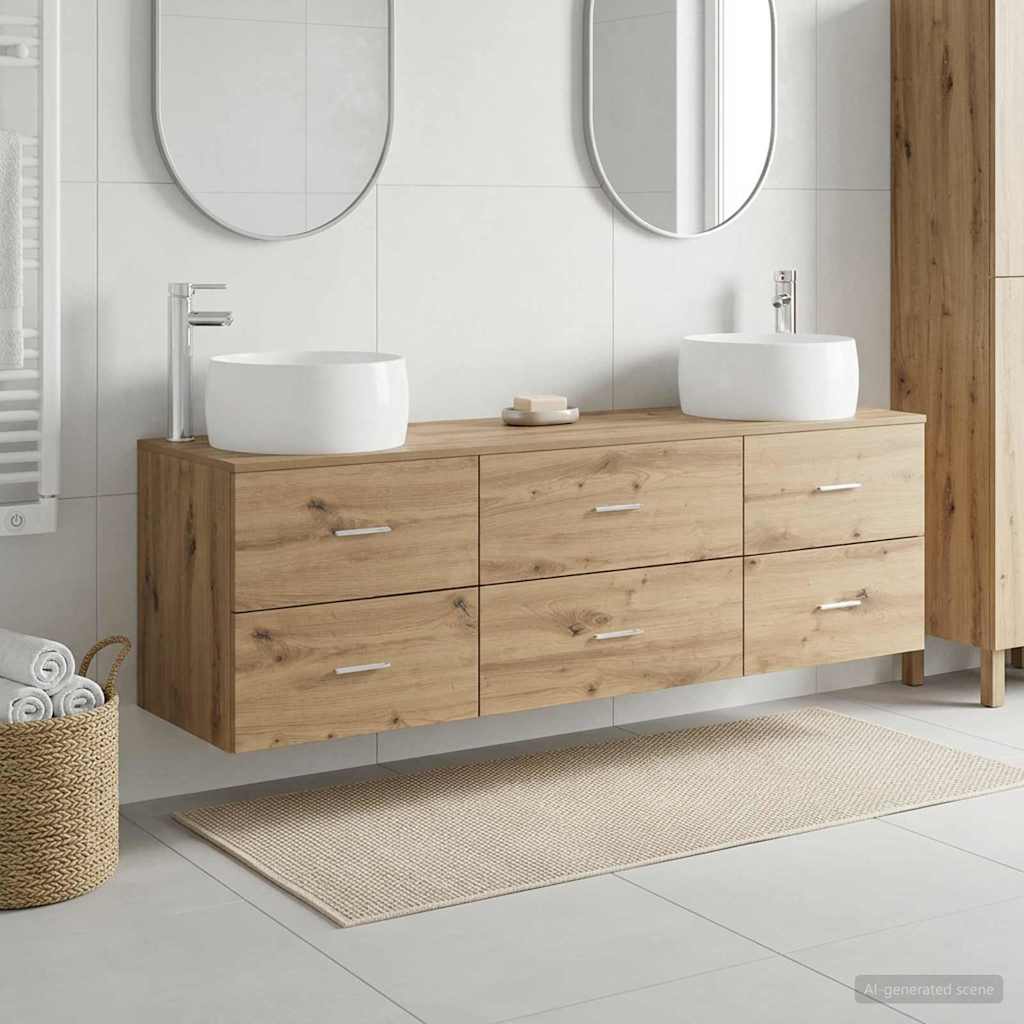 Bathroom Furniture Set 3 Pcs Artisan Oak 49.5 x 44.5 x 66 cm