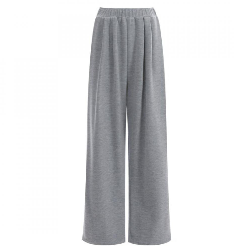 Shop Women Easy Wear One Mile Look Training Pin Tuck Wide Banding Pants Gray 1