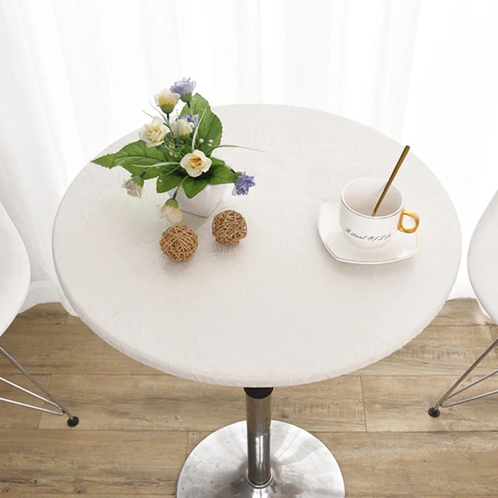 New Round Tablecloth Waterproof Stain Resistant Round Table Cover Anti-slip Table Cover with Elastic Edge Decorative Table
