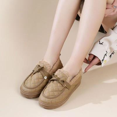 Зимняя женская износостойкая утепленная хлопковая обувь, мягкая подошва, обувь с мягкой поверхностью, нескользящая плоская подошва, повседневная модная пушистая обувь