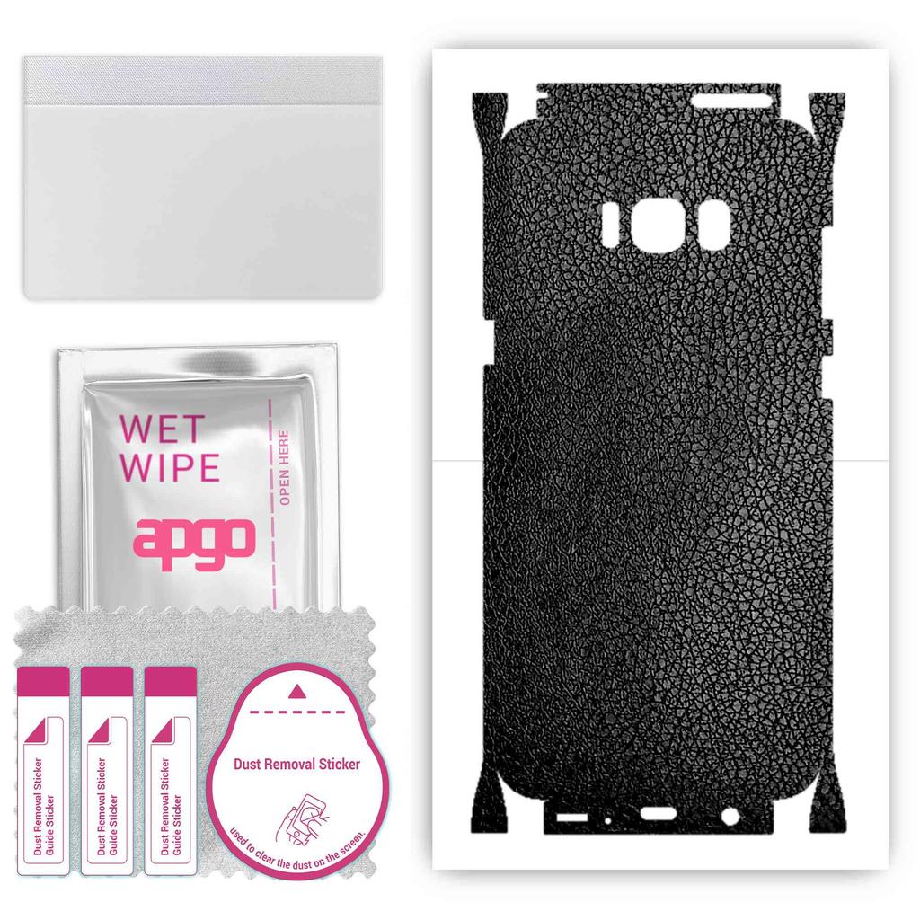 apgo Защитная наклейка для задней и боковых сторон, совместимая с Samsung Galaxy S8 Plus, пленка для полного обертывания, фольга, винил - узор из черной кожи