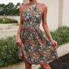 Женская мода Летний цветочный узор с принтом без рукавов Сексуальные повседневные платья