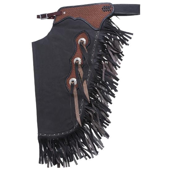 Custom Made Western Chinks Cow Leather Chaps Fringes Tooled Yoke Buckle Closure