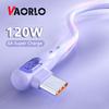 VAORLO 90° Super Charge Cable 120W 6A Fast Charging Type-C USB C Data Line Support Transmission Quickly Charge 1M 2M