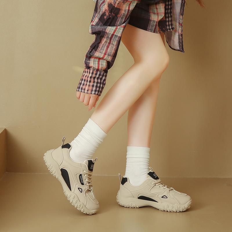 Модные кроссовки CRLAYDK для женщин на шнуровке, модная удобная обувь, повседневная кожаная женская обувь для ходьбы, кожаная обувь, нескользящие кроссовки