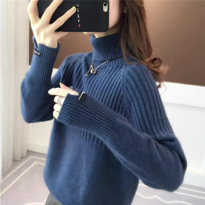 Chic European-Style High Neck Women's Sweater - Autumn/Winter 2026 Loose Knit Pullover