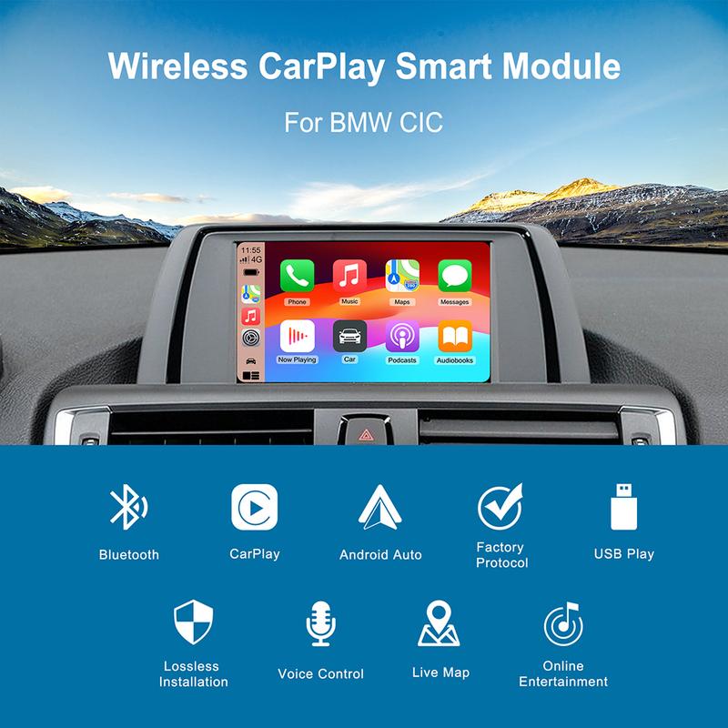 Беспроводной CarPlay Android Auto для BMW X5 E70 F15 X6 E71 EVO BNT CIC System с функциями AirPlay Поддержка камеры