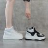 High-top Little White Shoes Women's Muffin Thick-soled Round Head Splicing Single Shoes Sports Shoes Versatile Casual Board Shoes