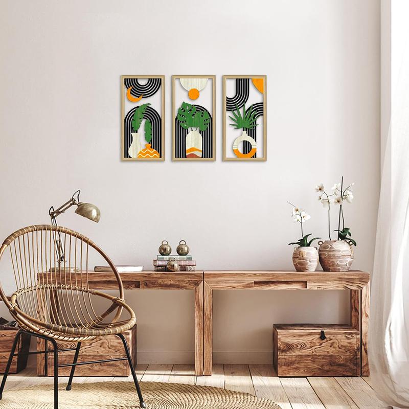 Дизайн 1 шт./3 шт. с вазами, настенное украшение для спальни, полая поделка в стиле фермерского дома, гостиная, искусственное дерево, бохо