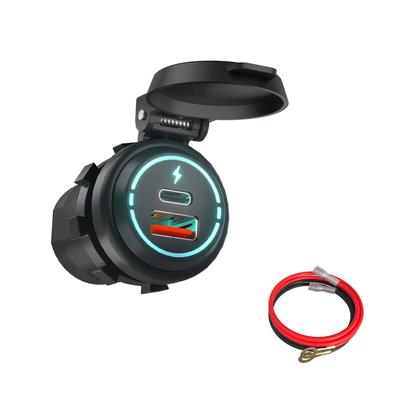 Автомобильное зарядное устройство, гнездо прикуривателя, двойной порт USB Type-C, зарядная розетка, автомобильная розетка со светодиодным вольтметром, зарядное устройство