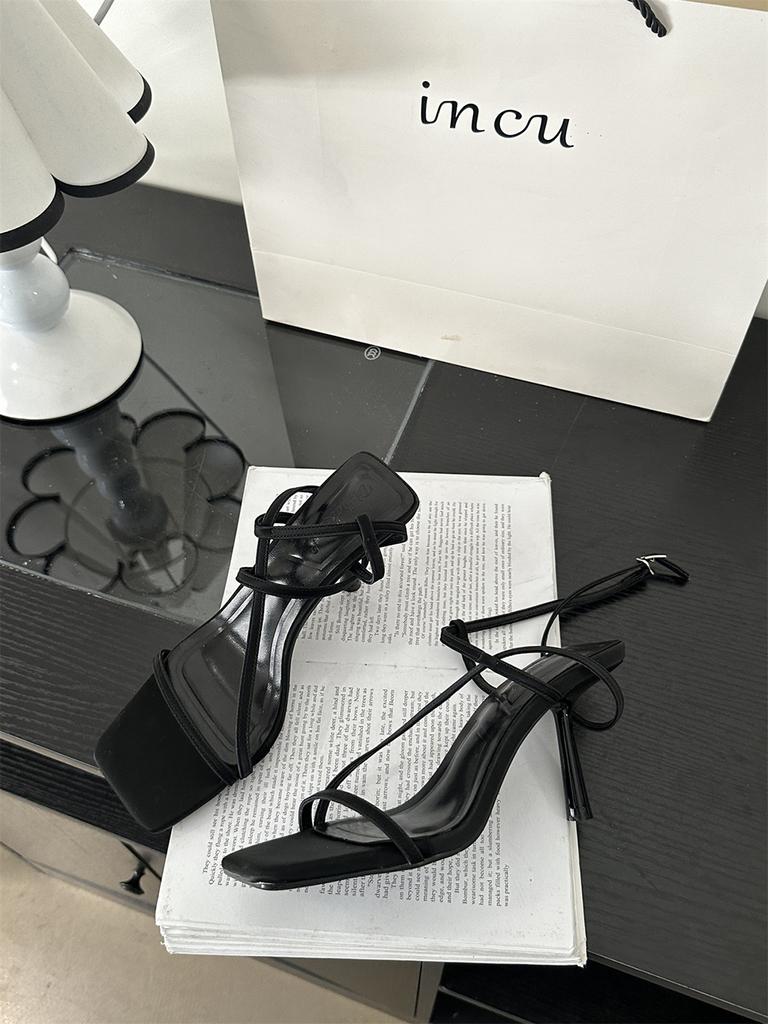 Мода Модные женские босоножки с открытым носком и узким ремешком на летние вечерние туфли-лодочки черные белые с ремешком на щиколотке гладиаторские туфли-лодочки с ремешком на щиколотке на тонких высоких каблуках