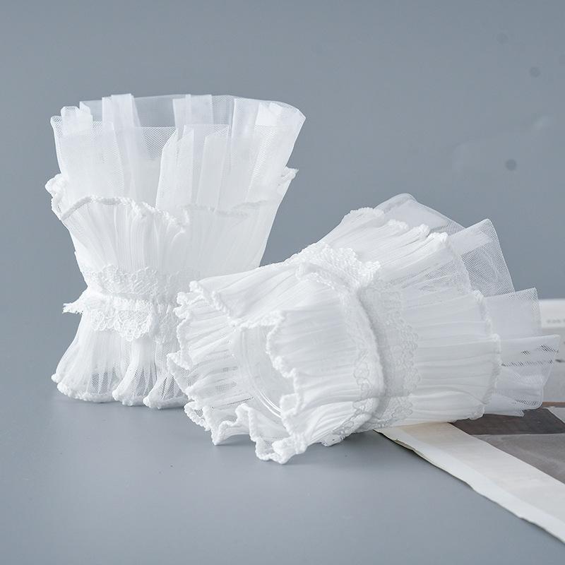 Fashion Womens Lace Shirt Detachable Sleeve Ruffles Elbow Sleeve Gloves for Sweater Fake Sleeved Decorative