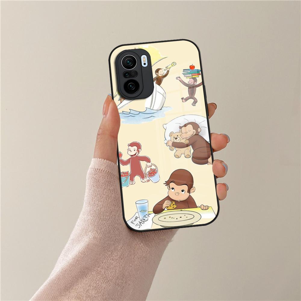 Curious G-George Monkey Phone Case For Xiaomi POCO X7 X6 M7 M6 M5 M4 F7 F6 F4 F5 X5 X4 Pro GT Tempered Glass Cover