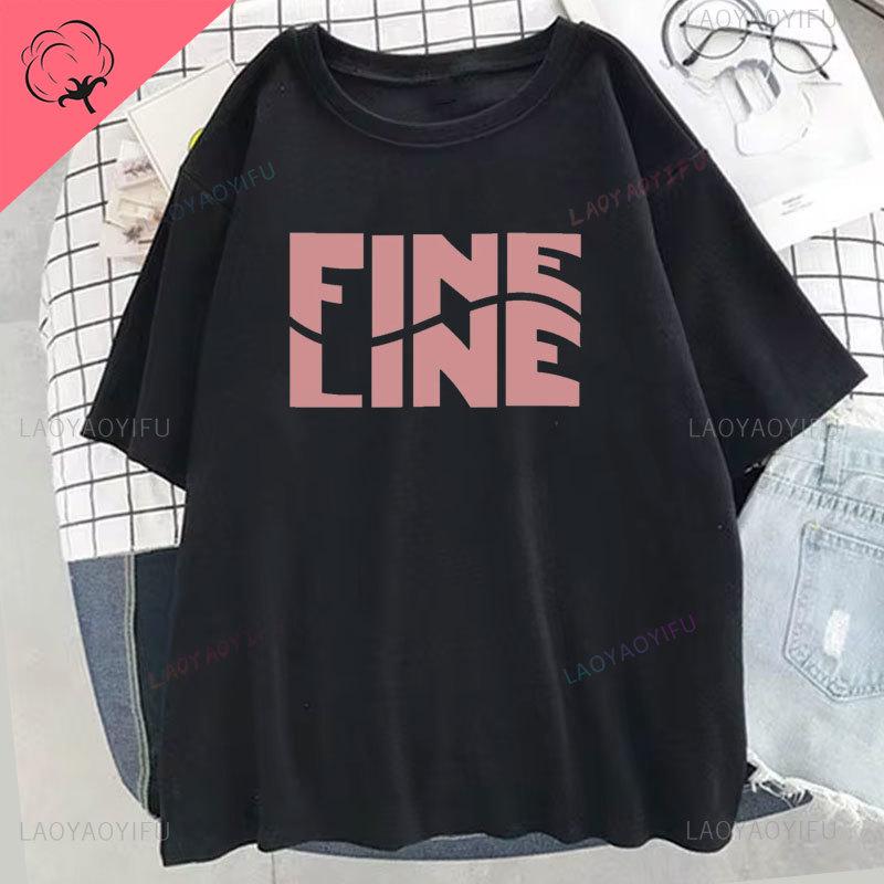 Футболка FINE LINE Album Летняя футболка Harajuku Vintage Unisex Unisex Hip Hop Cotton Shirts Unisex Fashion Streetwear Tops Tee Happy Styles