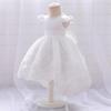 "Girls Bow Princess Dress with Flying Sleeves, Tutu Skirt, and Tail - Stylish Flower Girl Wedding Dress"