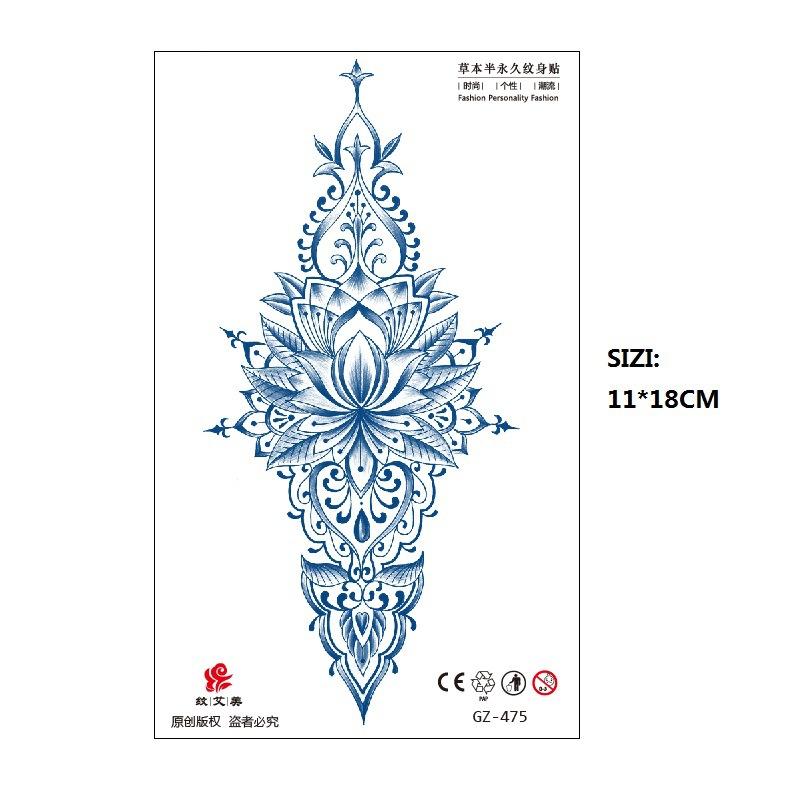 Herbal Juice Tattoo Sticker Geisha Bergamot Brahma Blossom Back Arm Back Non-Reflective Keep 15 Days Sticker