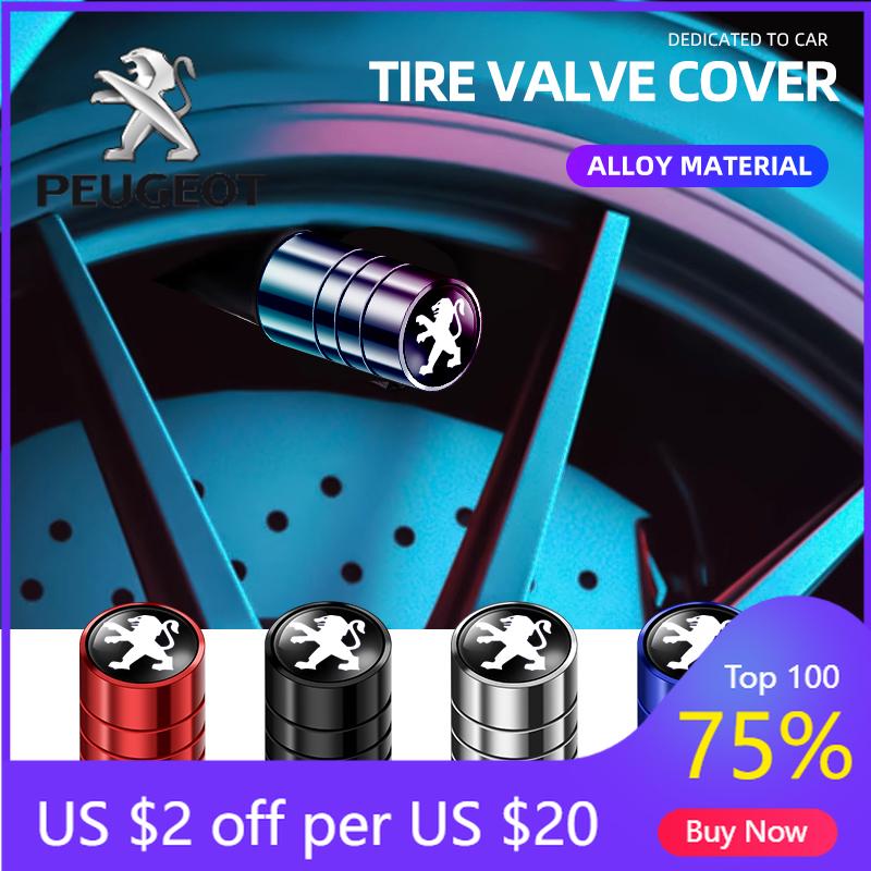 2026 Hot Car Sticker Aluminum Alloy 4Pcs/Set Car Metal Wheel Tire Valve Caps Dust Capwith For Peugeot 407 508 2008 5008 3008 206