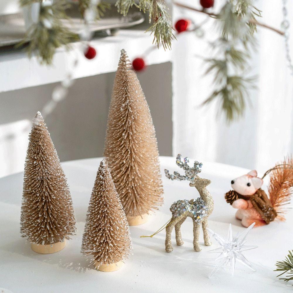 15/20/25cm Christmas Small Snowy Tree Plastic Artificial Pine Tree  Hotel Office Decor