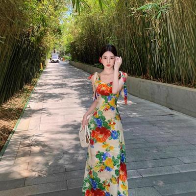 Новое женское платье с принтом по спине, летнее, большое, без рукавов, на бретелях