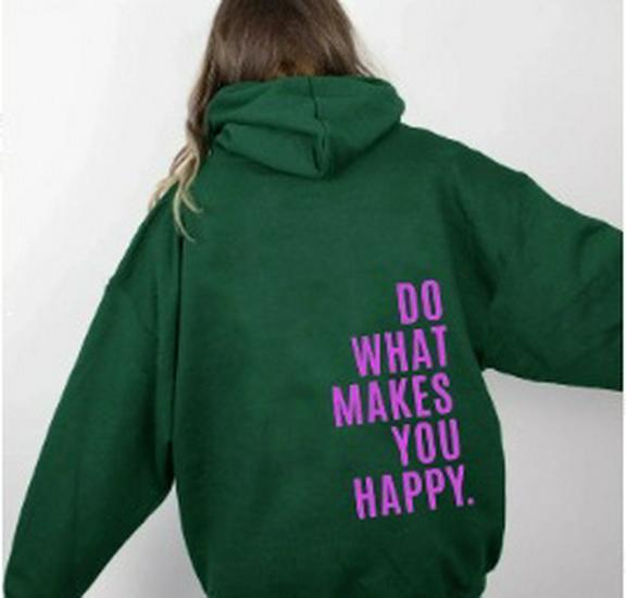 Women's Plus Velvet Hoodie with Kangaroo Pocket – Trendy Loose Fit, Letter Print, Drawstring Hood, 2026 Collection.