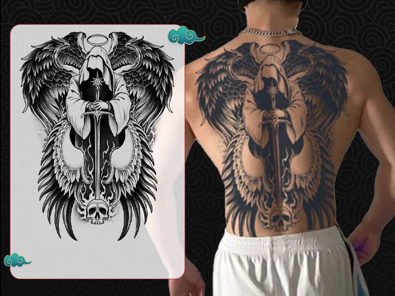 Long Stay Juice Ink Waterproof Tattoo Sticker Full Back Large Herbal Temporary Tattoo Men Body Art General Zhao Yun Dragon Tiger