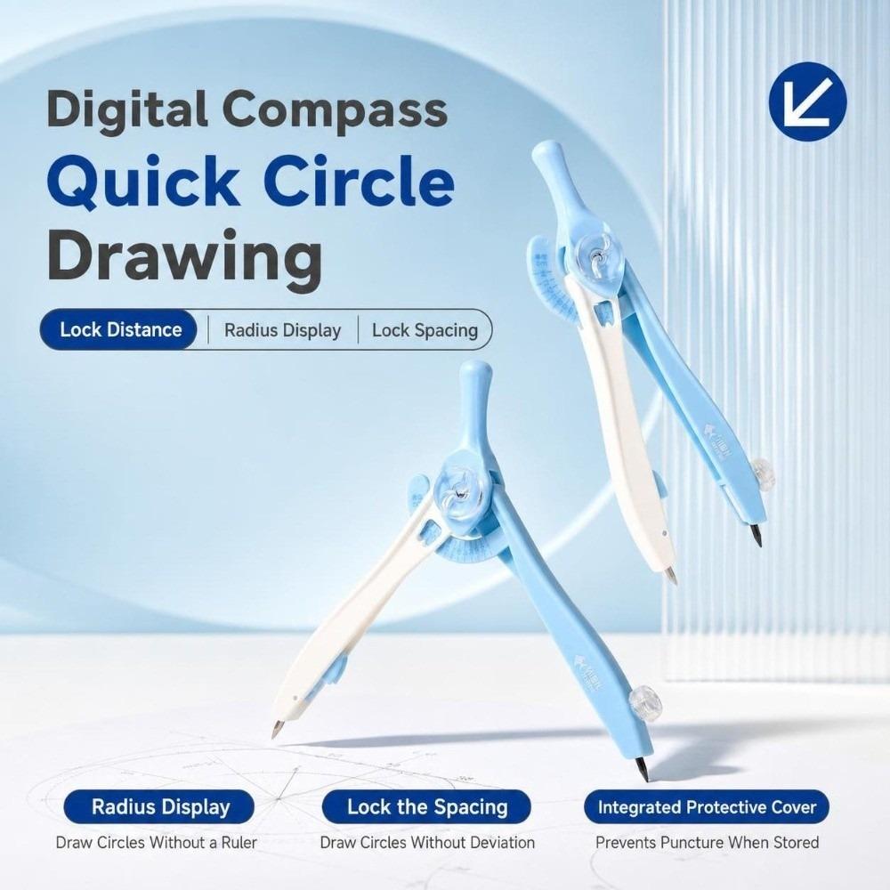 Adjustable Locking Student Compass 2B Lead Drawing Compass Math Circle Drawing Tool Students