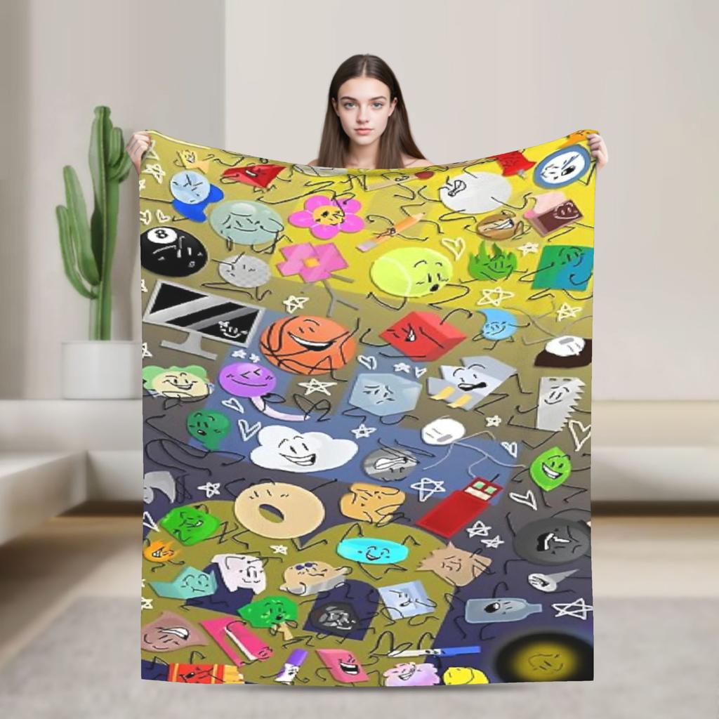 Cute Fan BFDI Animated Blankets Wool Funny Warm Throw Blanket for Chair Covering Sofa Autumn/Winter