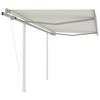 VidaXL Automatic Retractable Awning and Posts 3x2.5 M Cream 3069907