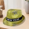 Шляпа с пайетками С Новым годом Джазовая шляпа Винтажная ковбойская вечеринка в клубном стиле Фотореквизит Блестящая фетровая шляпа для взрослых Головной убор для косплея Праздники Карнавал