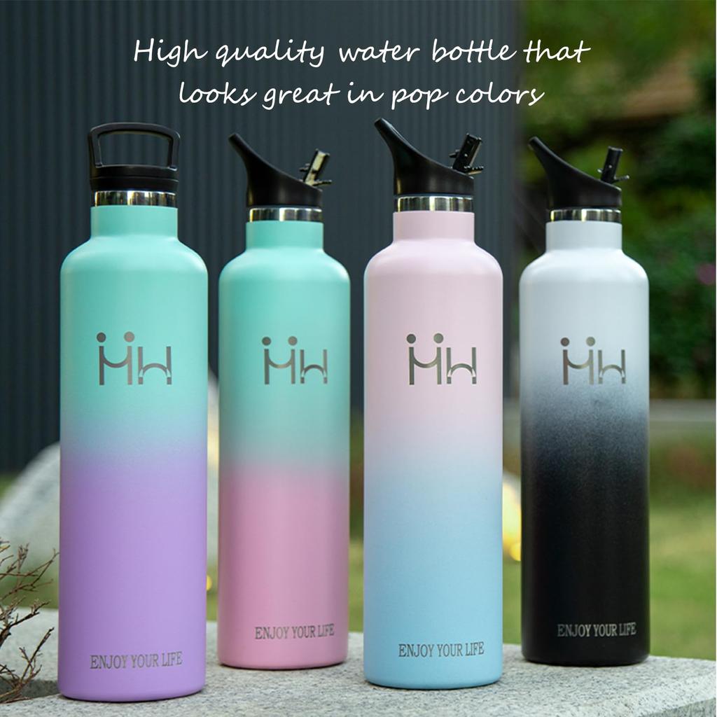 Neofis 1 Liter Vacuum Insulated Water Keeps Drinks Hot or Wide Carbonated Drinks Easy to with Two and Gradient Perfect for and Outdoor Activities