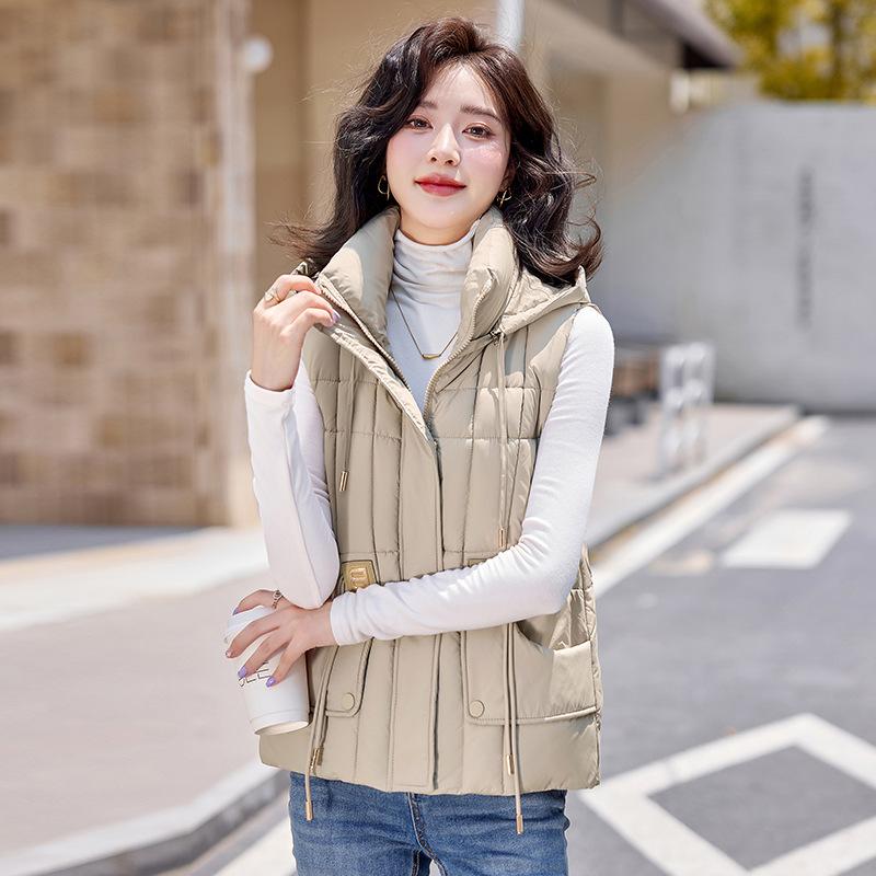 New Autumn and Winter Women's Fashionable Down Cotton Vest Vest Vest Loose and Versatile Outer Wear Cotton Vest