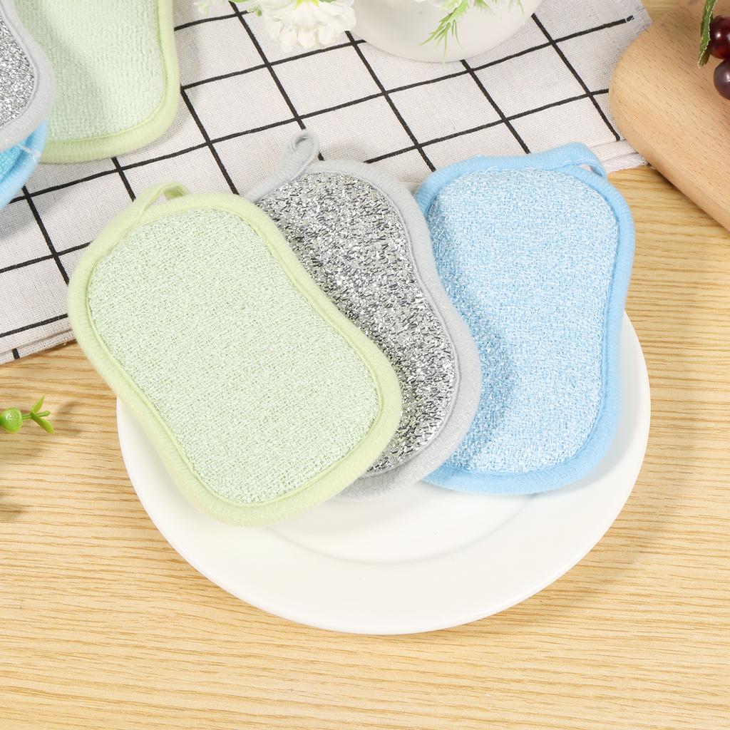30Pcs Double Side Dishwashing Sponge Kitchen Dish Washing Brush Fiber Cleaning Cloths Reusable Absorbent Scouring Pad