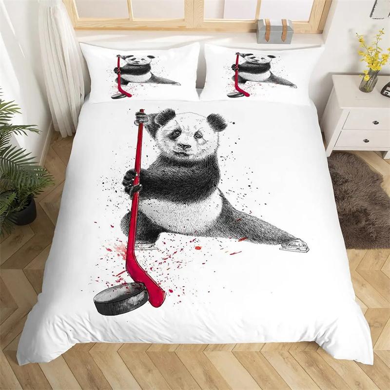 Пододеяльник с хоккейной шайбой, хоккеистом, комплект постельного белья для зимних мероприятий, спортивный игровой пододеяльник для мальчиков, черный полиэстеровый чехол