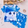Лето 2024, детские комплекты из футболки и шорт с короткими рукавами из полиэстера с 3D принтом милого котенка для мальчиков и девочек от 4 до 14 лет, милые комплекты из футболки и шорт