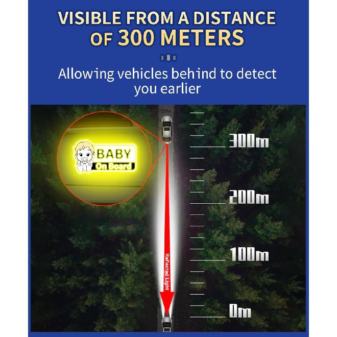 Baby On Board Reflective Sticker, Made of 3M DG3, Baby On Board Signs for car, Safety Signs Diamond Strength, Yellow 7.1" x 3.8"