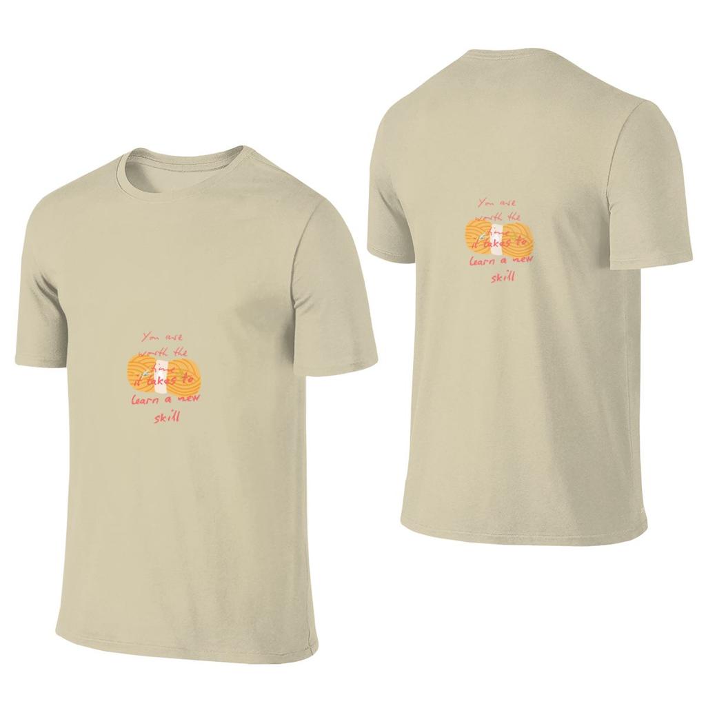 Motivational Quote Learn A New Skill Reversible Cotton Graphic Tee Versatile Outdoor Travel Hobby Casual Shirt