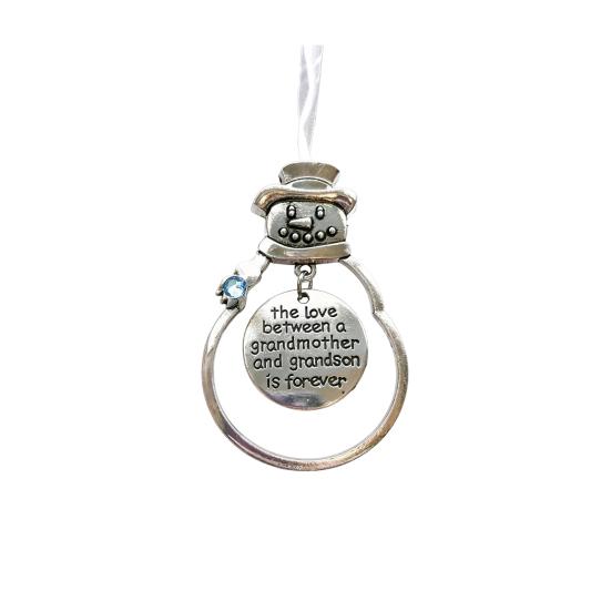 Christmas Friendship Charm Gift Metal Hanging Snowflake/Star/Round/Snowman Shaped Decoration with Blessing Inscription Love for Friend Family