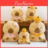 Cute Cherry Blossom Orange Capybara With Scarf Cartoon Animal Doll Plush